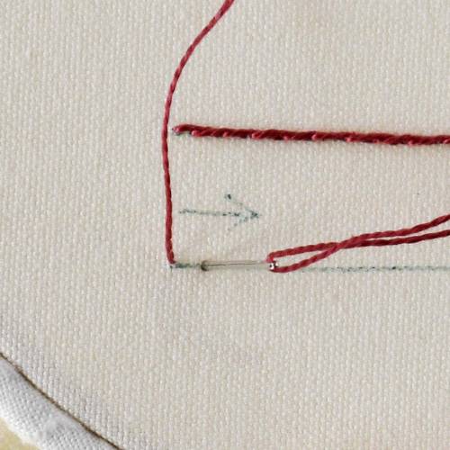 Outline stitch embroidery step 1