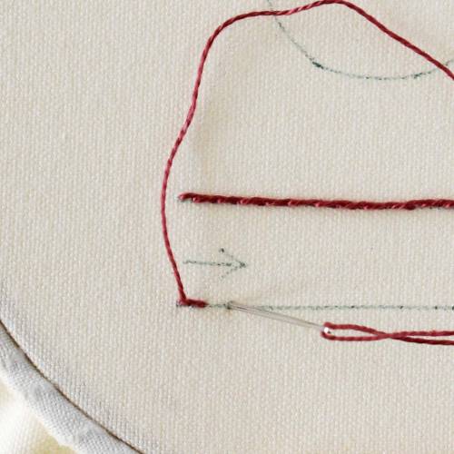 How to embroider outline stitch step 3