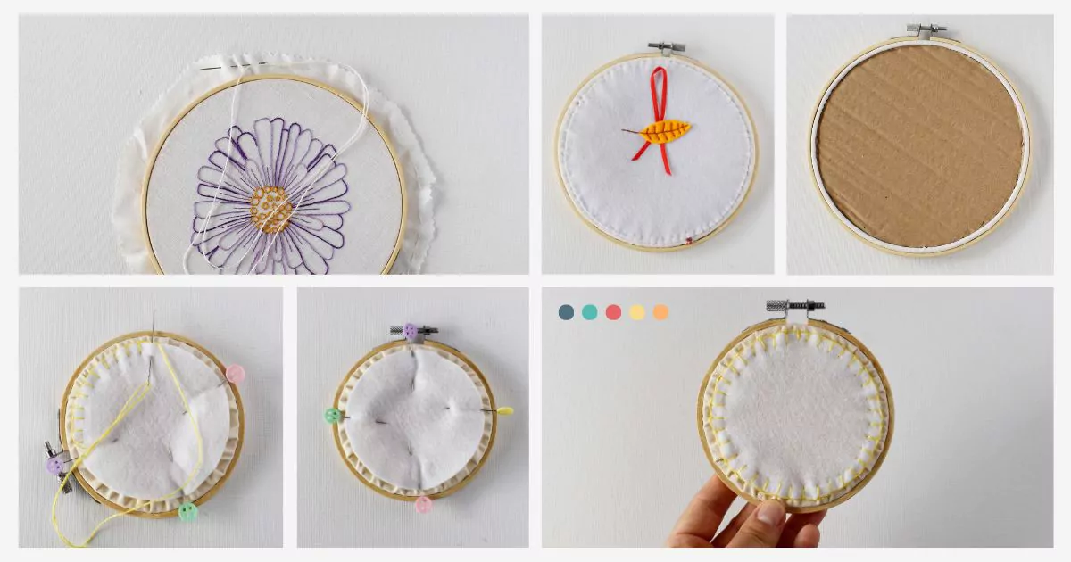 Back embroidery hoop with felt or cardboard