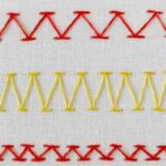 Chevron stitch embroidery - three rows of stitches in red and yellow