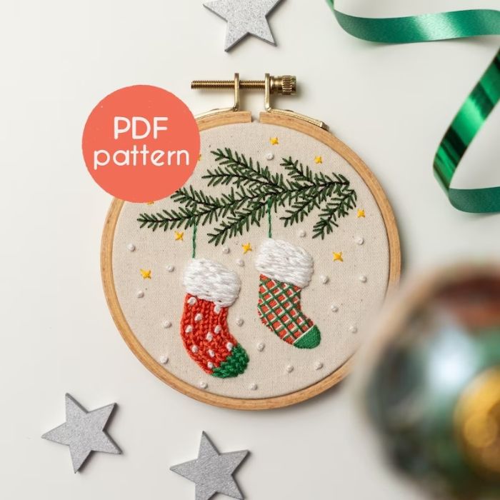 Christmas Stocking Hand Embroidery Design