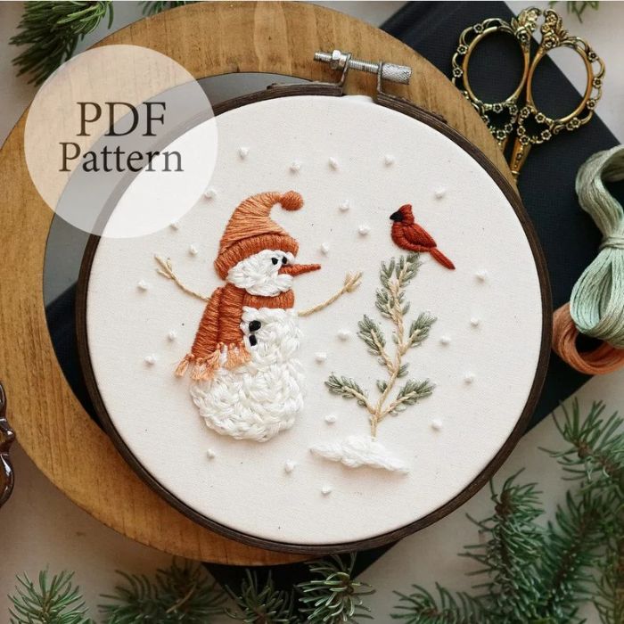 Party Penguin Hoop Hand Embroidery Pattern