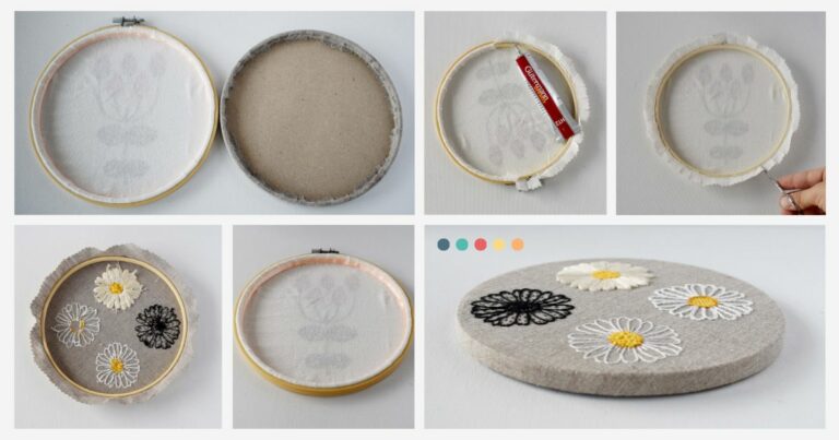 Finishing Embroidery hoop with glue. Two ways to frame embroidery in a hoop with adhesive method