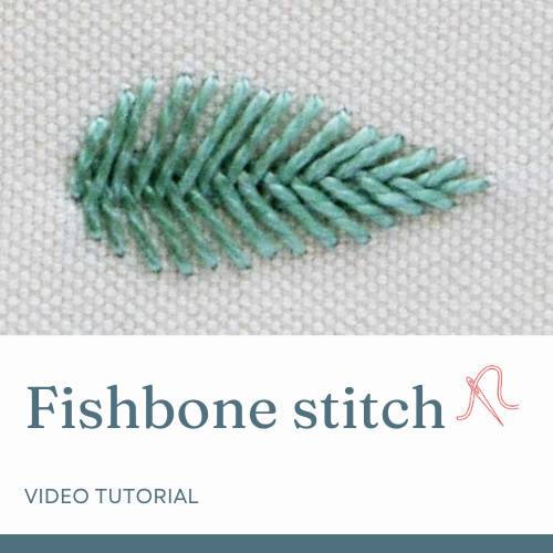 Fishbone stitch embroidery video tutorial on YouTube