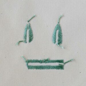 Fishbone stitch embroidery back side
