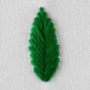 Green leave embroidered with leaf stitch