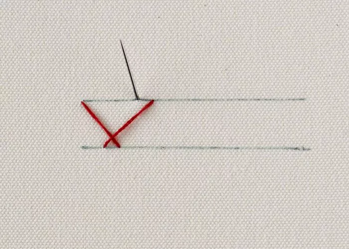 Herringbone stitch step 2