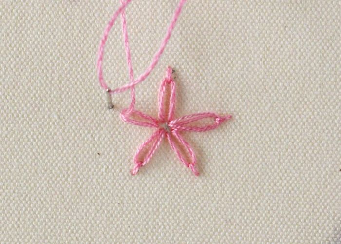 Lazy daisy flower embroidery pink