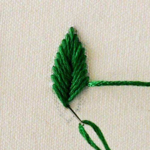Leaf embroidery stitch step 4