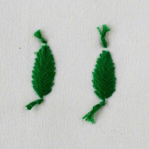 Reverse side of leaf stitch embroidery