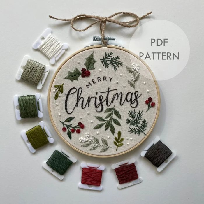 Christmas Embroidery Pattern Embroidery PDF and Video Tutorial, Tree  Embroidery, Christmas Ornament, PDF Gift for Her, Embroidery Kit (Instant  Download) 