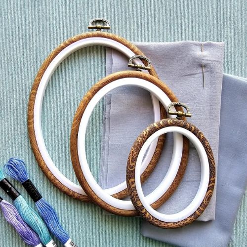 Oval faux wood embroidery flexi hoop on Etsy