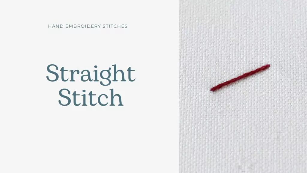 Straight stitch embroidery - red thread on white fabric