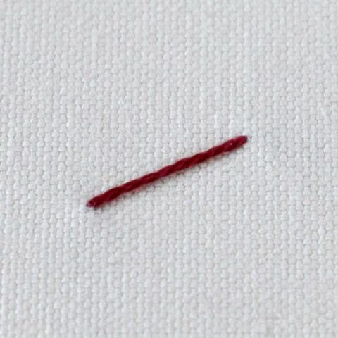 Straight stitch with red thread