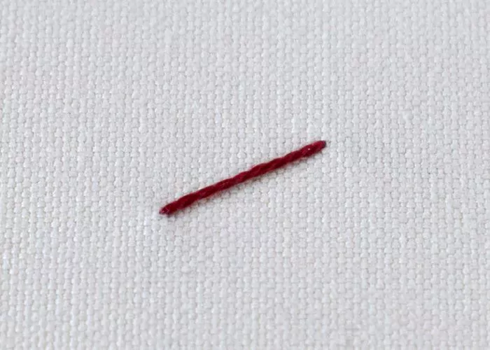 Straight stitch with red thread