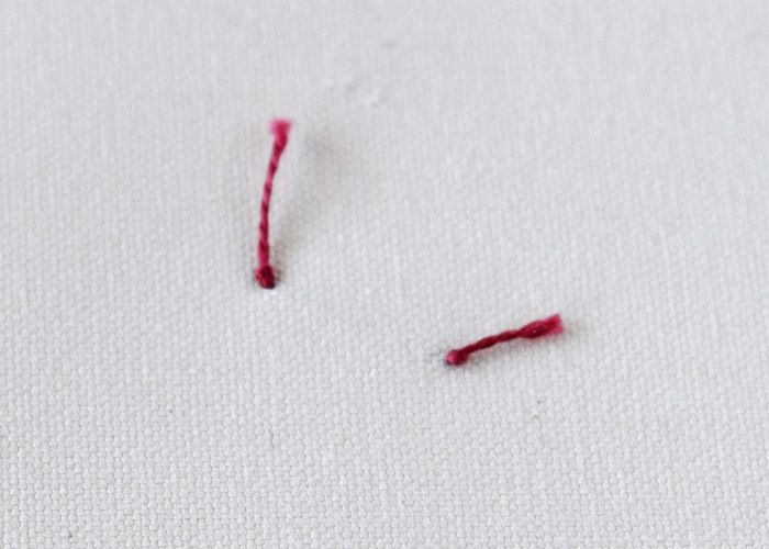 Two knots on the back red thread