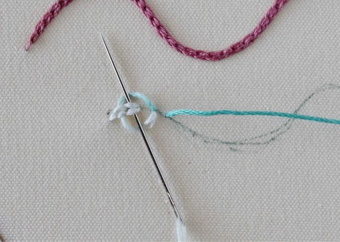 Hungarian braided chain stitch embroidery step 6