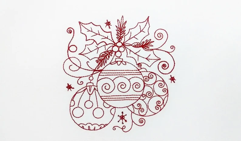 Redwork Christmas hand embroidery design