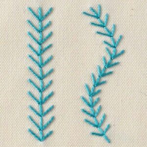Fern stitch embroidery on white fabric Fern stitch embroidery on white fabric