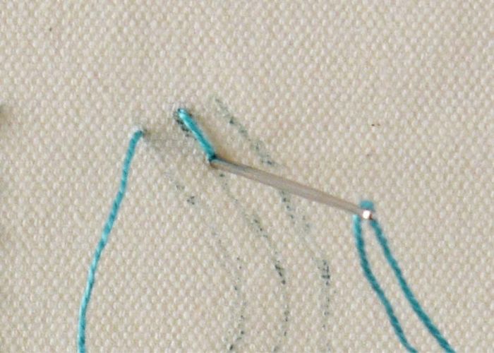 Fern stitch step 2 - stitch to the left