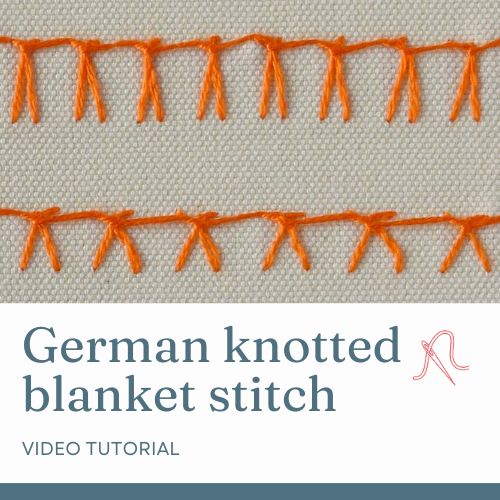 German knotted blanket stitch video tutorial card