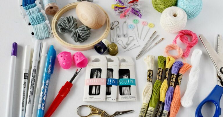 Mending tools and materials. What you need to get started with visible mending