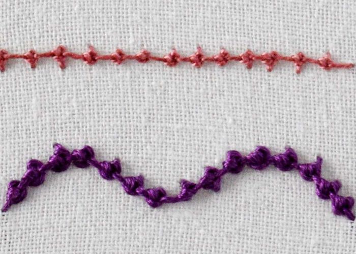 Palestrina stitch pink and purple front side