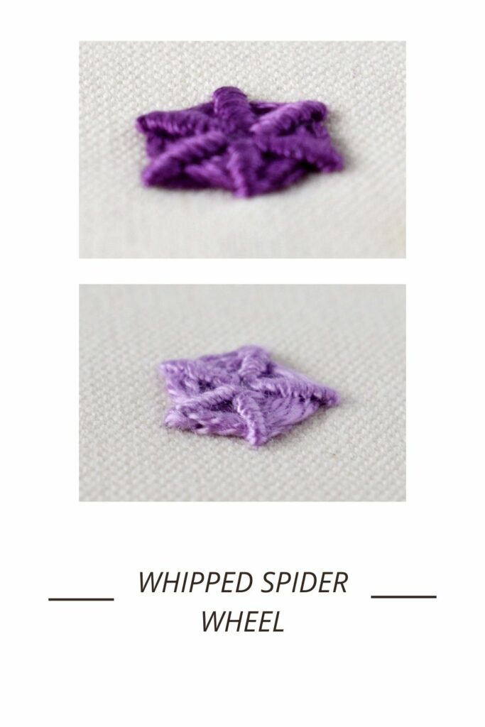 Whipped spider wheel stitch embroidery PIN