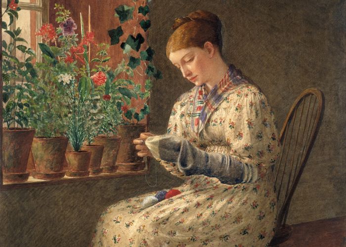 A Months Darning by Enoch Wood Perry 1876, American watercolor painting
