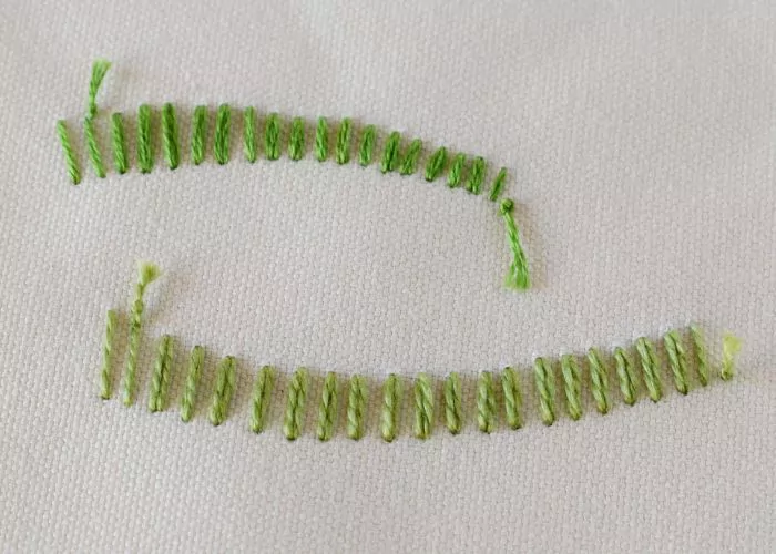 Basket stitch embroidery rear view