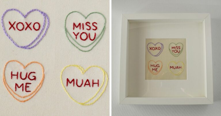 Sweet Stitches: Download Your Free Candy Heart Embroidery Pattern Today!