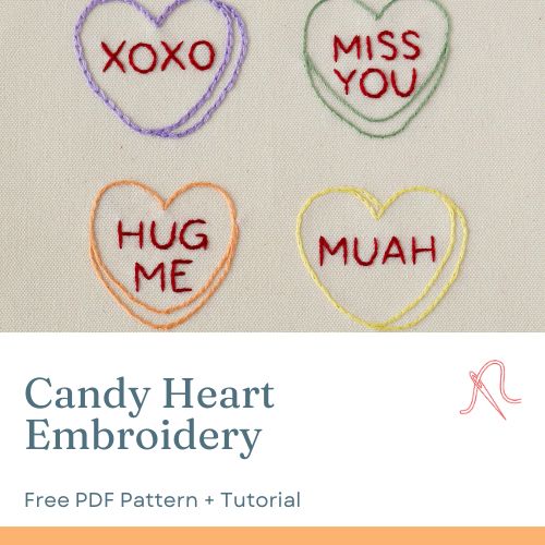 Candy Heart embroidery DIY tutorial