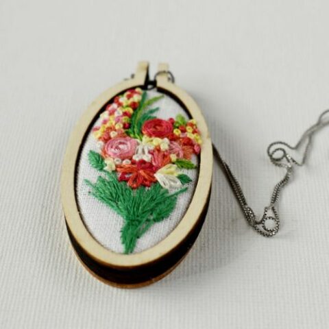 Embroidery mini hoop with floral composition