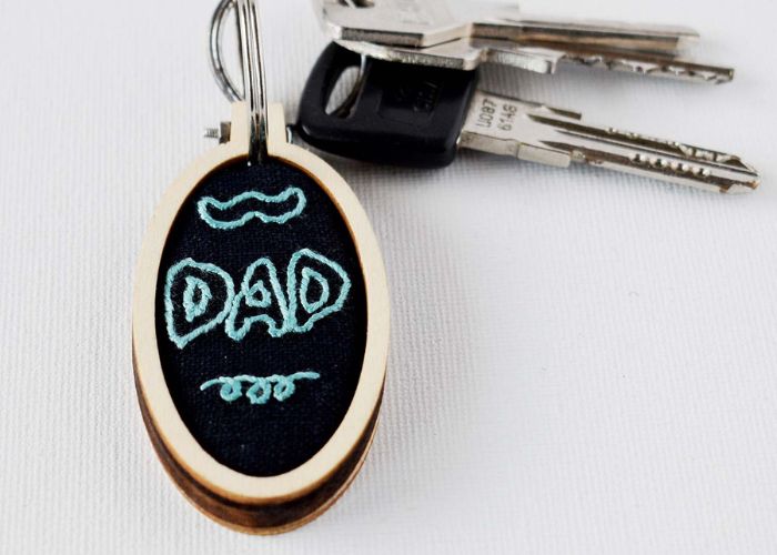 Keychain with embroidery made with Mini Embroidery Hoop