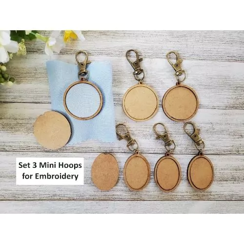 Mini Wooden Embroidery Keychain Hoops on Etsy