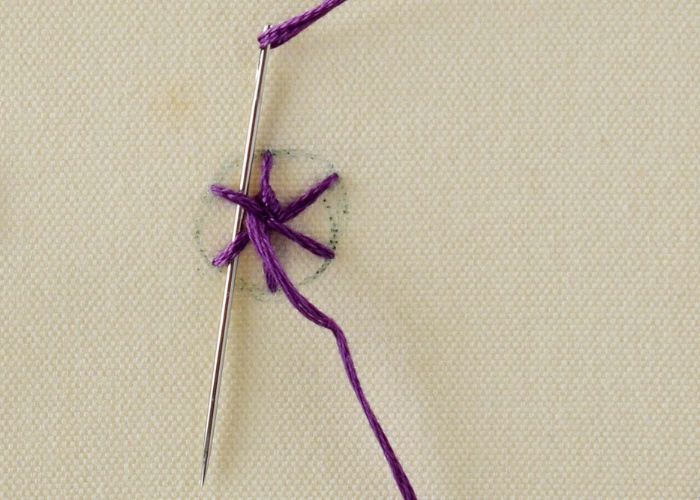 Spider wheel stitch embroidery process