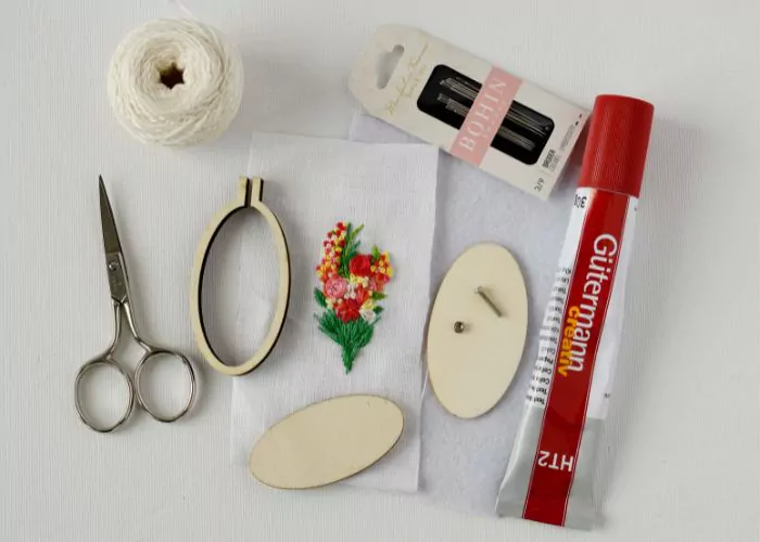 Tools and materials for framing embroidery with mini hoops
