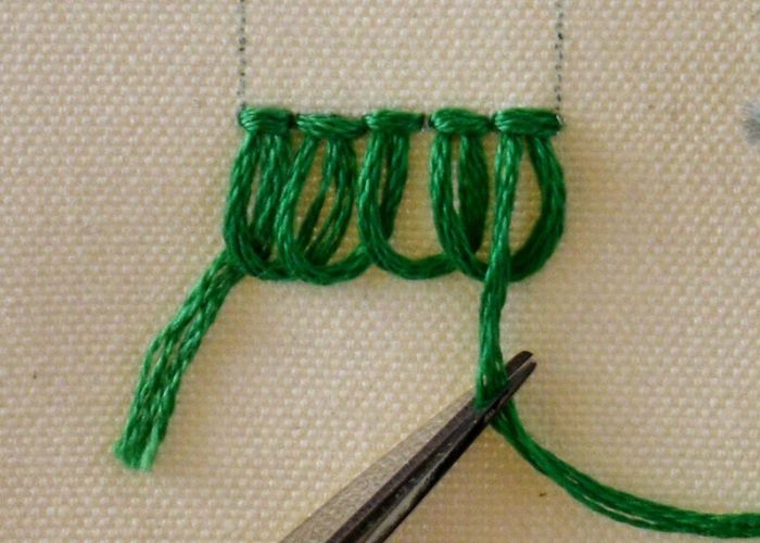 One row of Fringe stitch embroidery