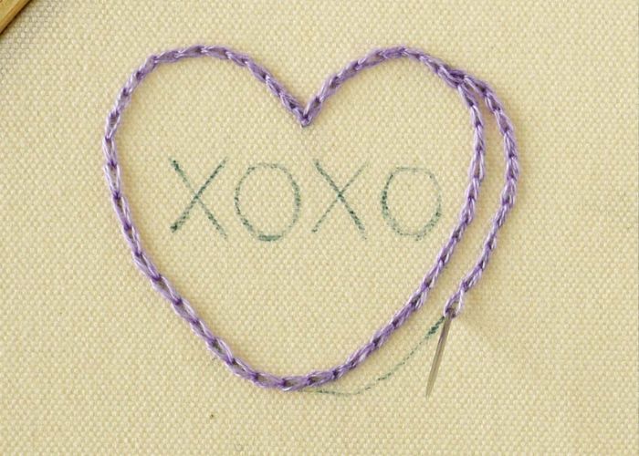 Violet heart embroidery