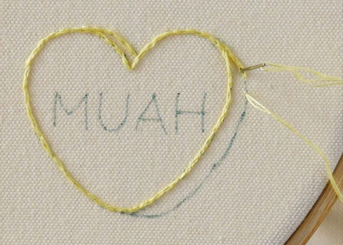 Yellow heart embroidery