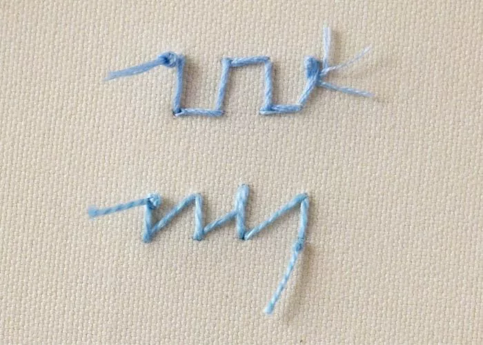 Back side of Bullion knot stitch embroidery sampler