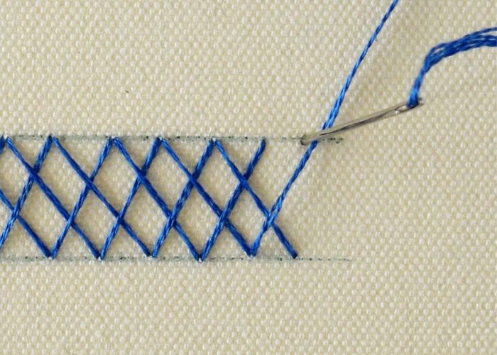 a row of closed herringbone stitches