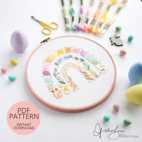 Easter Rainbow pattern on Etsy by BeCoProductions