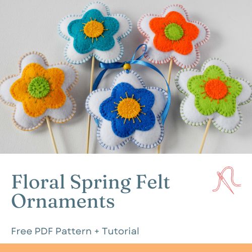 Floral Spring Felt Ornaments DIY tutorial