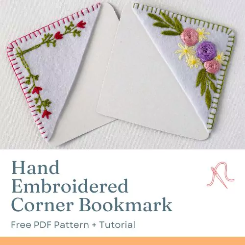 Free pattern of Hand Embroidered Corner Bookmark