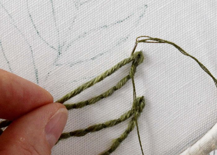 Pull the laid thread gently