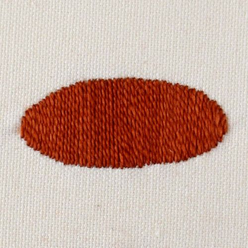 Surface Satin stitch embroidery with brown threads