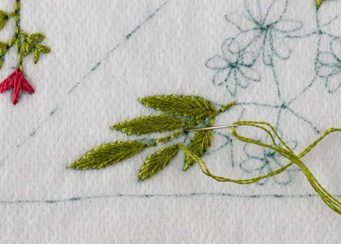 The branches with backstitch
