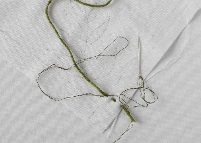 Thread your embroidery needle with a folded embroidery floss