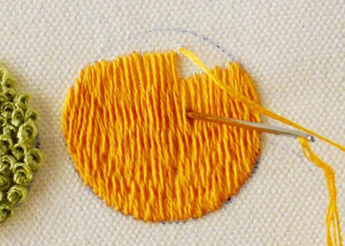 Adding rows of long and short stitch